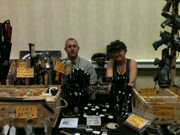 Gunny and Ruby Spitfire at the dealer's table